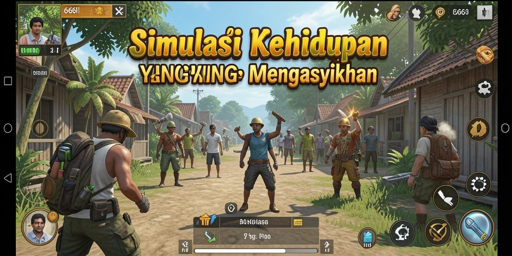 Screenshot gameplay 666I yang menunjukkan interaksi karakter dalam simulasi.