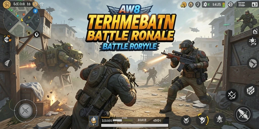 Tangkapan layar dari gameplay intens dan strategi Battle Royale di AW8.
