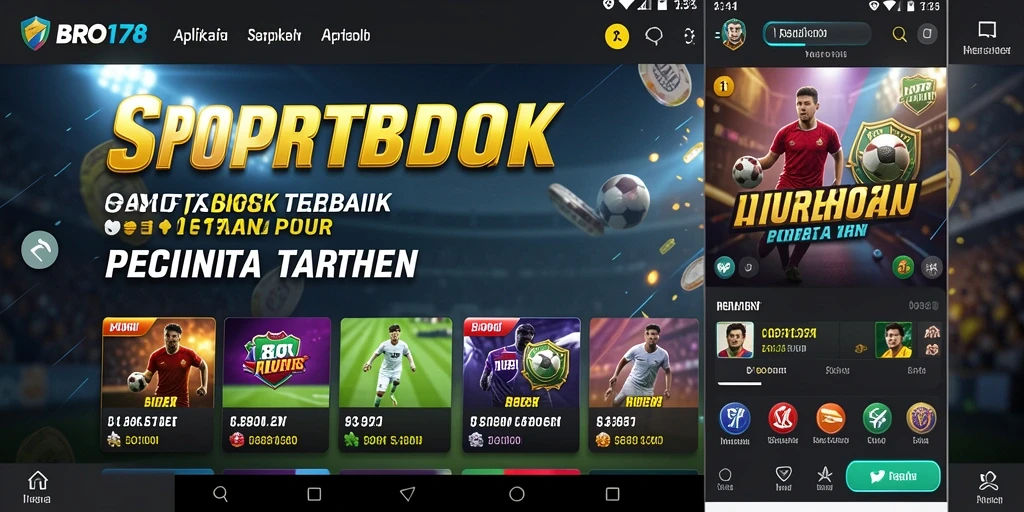 Screenshot utama BRO178 menampilkan antarmuka aplikasi Sportsbook yang modern.