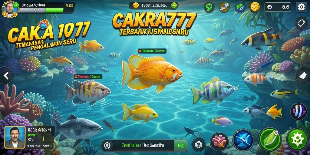 Tampilan gameplay seru CAKRA777 dengan berbagai ikan menantang.