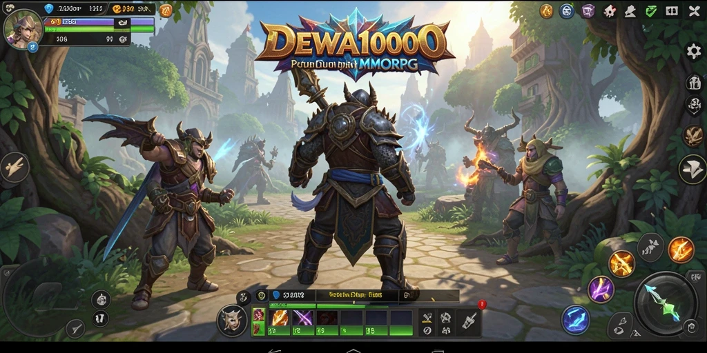 Screenshot gameplay DEWA1000 yang menampilkan aksi pertarungan epik.