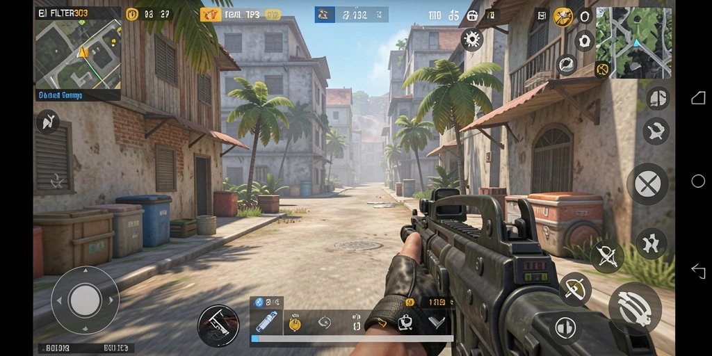 Gameplay FILTER303 dengan aksi tembak-menembak yang mendebarkan.