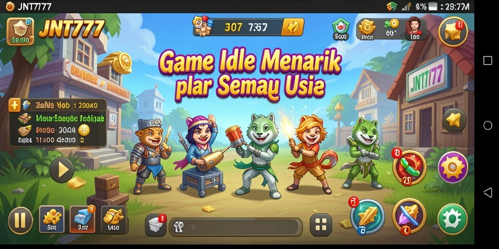 Screenshot JNT777 menampilkan karakter dalam aksi gameplay Idle yang mengasyikkan.