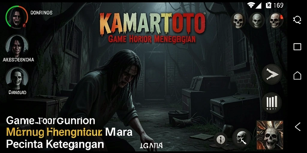 Screenshot gameplay KAMARTOTO menunjukkan suasana Horror yang mendebarkan.