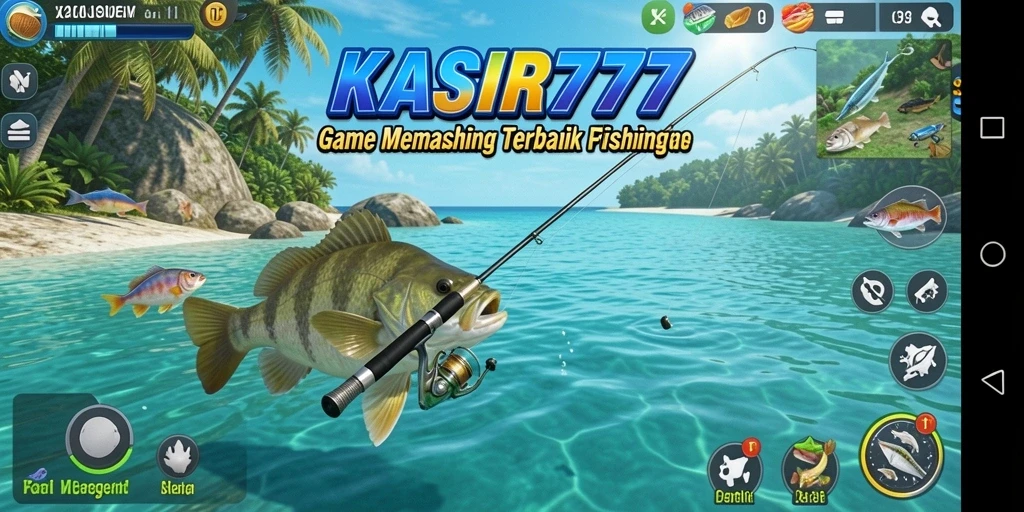 Screenshot gameplay KASIR777 dengan pemandangan memancing yang menakjubkan.