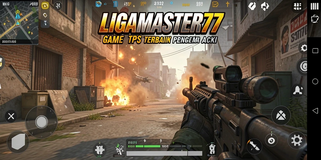 Screenshot gameplay LIGAMASTER77 menunjukkan aksi pertempuran yang seru.