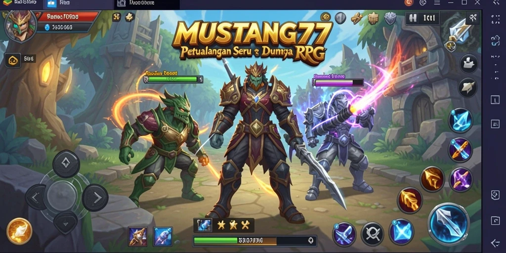 Tampilan gameplay seru dalam dunia RPG MUSTANG77.