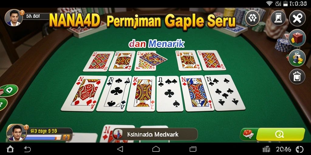 Screenshot gameplay seru NANA4D menunjukkan suasana permainan Gaple.