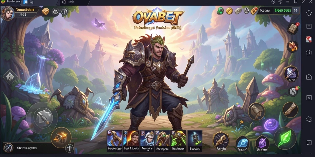 Tangkapan layar utama OVABET menampilkan aksi pertarungan ARPG yang seru.