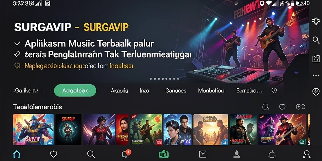 Tampilan permainan musik interaktif di aplikasi SURGAVIP.